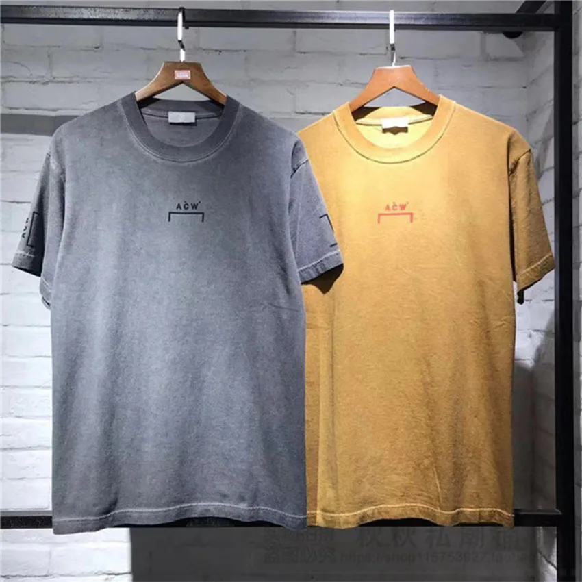 

A-COLD-WALL Yellow/Gray T-shirts ACW Bracket B/1 Letters Logo Better Quality Print A-COLD-WALL T-shirt Men Cotton Vintage Tee