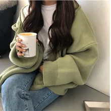 Женский свитер с капюшоном на молнии, Свободный кардиган большого размера, плотная одежда, Женская куртка, Pull Femme Hiver, кардиган, женская зимняя одежда