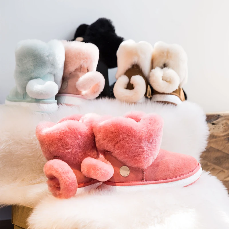 

2018 New Arrival Vuggdbv Fur Ankle Lace-up Snow Boots Round Toe Med (3cm-5cm) Wedges Winter Shearling Gingham Eva Shearling Fur