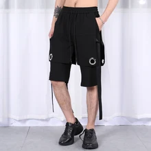 Новая мужская мода Улица пять очков Оригинальные поддельные две части лямки парикмахера шорты костюмы