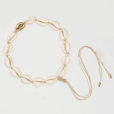 Европейское и американское популярное ожерелье с раковинами набор золотого сплава натуральный корпус ручной узел ожерелье Фенечка