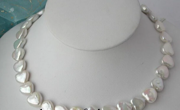 

N2804 NATURAL 17" 12mm white heart freshwater pearl necklace N Discount NEW
