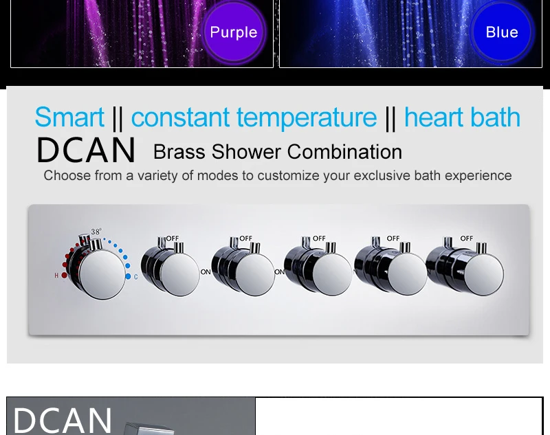 Bathroom Shower Set Accessories Faucet Panel Tap Thermostatic Mixer LED Ceiling Rainfall Shower jet System Led Mist Rain Shower (4)
