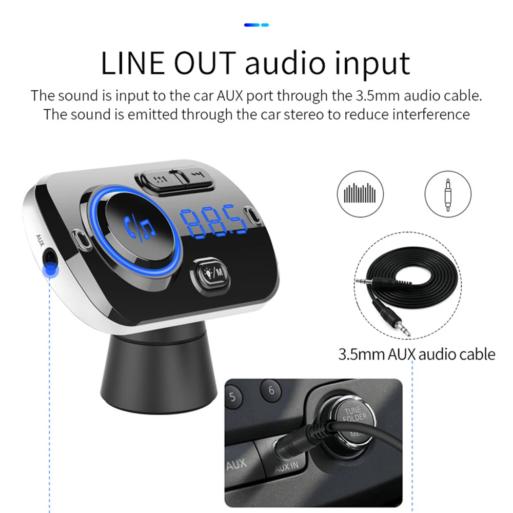 Fm-передатчик FM Автомобильный MP3 Bluetooth Быстрая зарядка Полная частота точка передачи беспроводное автомобильное зарядное устройство