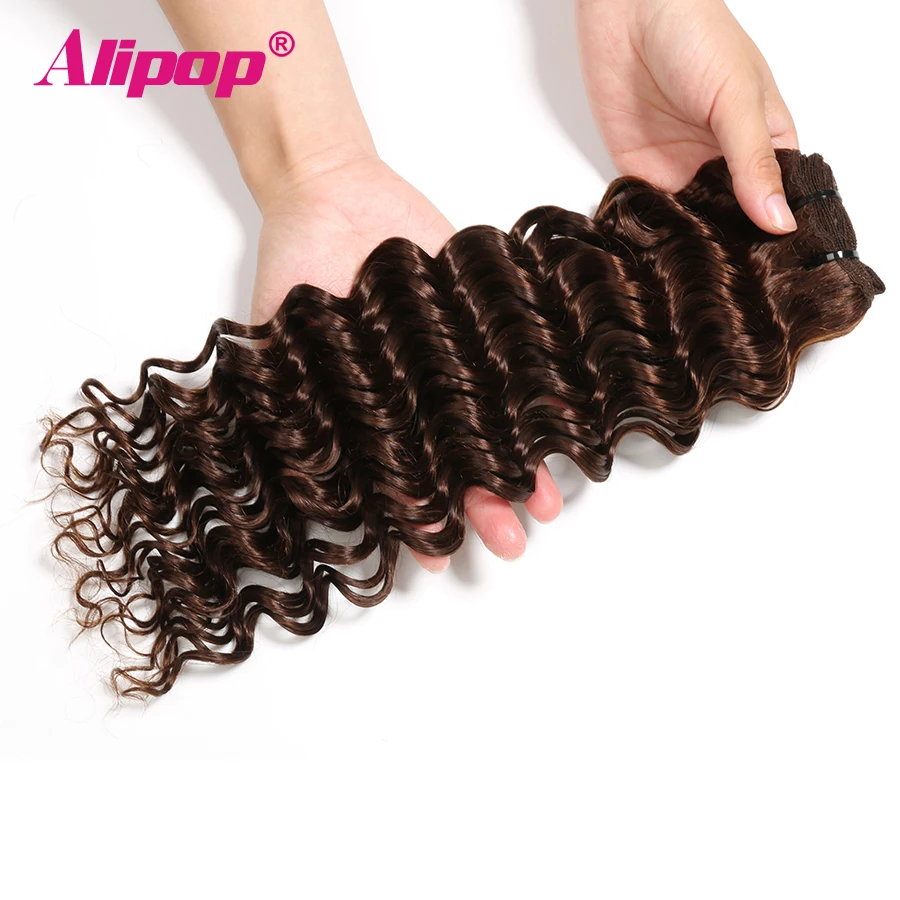 Глубокая волна пряди бразильские человеческие волосы 3/4 пряди человеческие волосы для наращивания не Реми темный/светильник коричневый#27 блонд цветной ALIPOP