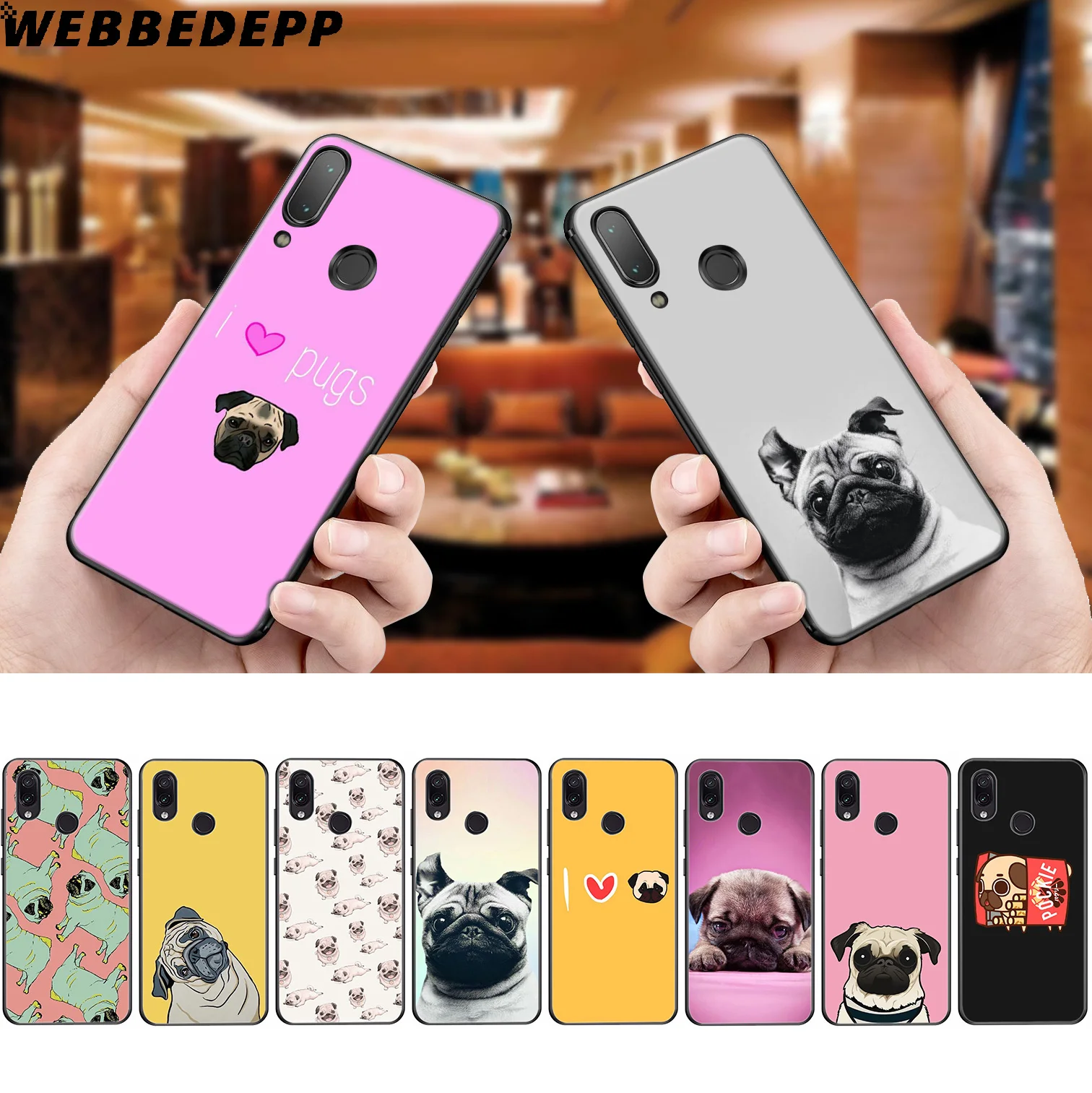 

WEBBEDEPP Pug Dog Funny Soft Case for Xiaomi Redmi K20 7A 4A 4X 5 5A 6 6A S2 Note 8 4 4X 5 6 5A 7 Pro Plus Prime