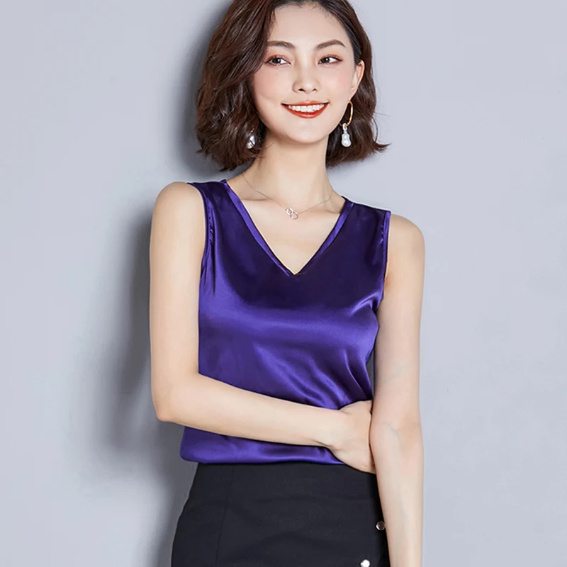 

Women Camis Silk Top Women Camisole 2020 Summer Style Sexy Sleeveless Vest Slim White Tank Top Roupas Femininas Black White Gray