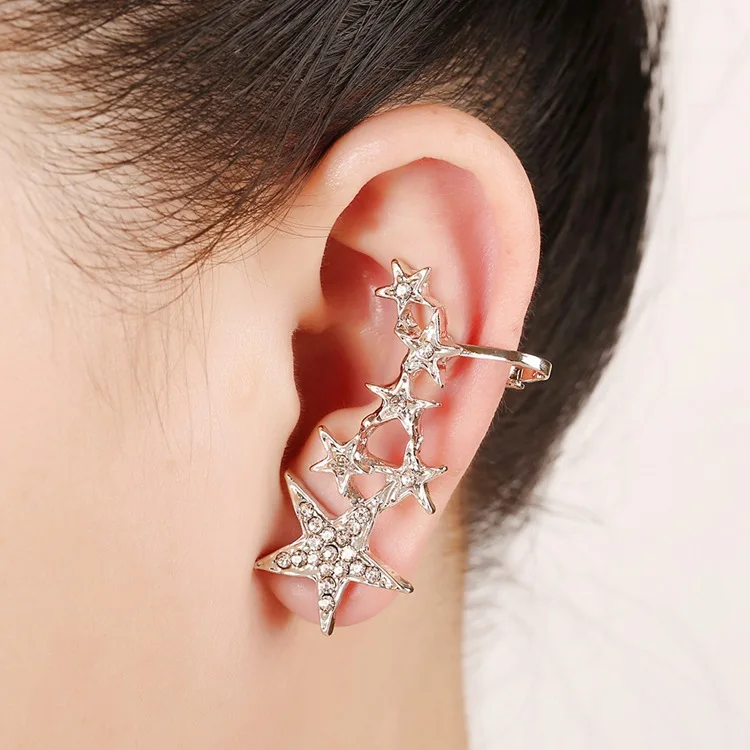 Star ear clip women allergy punk oorbellen manufacturers selling