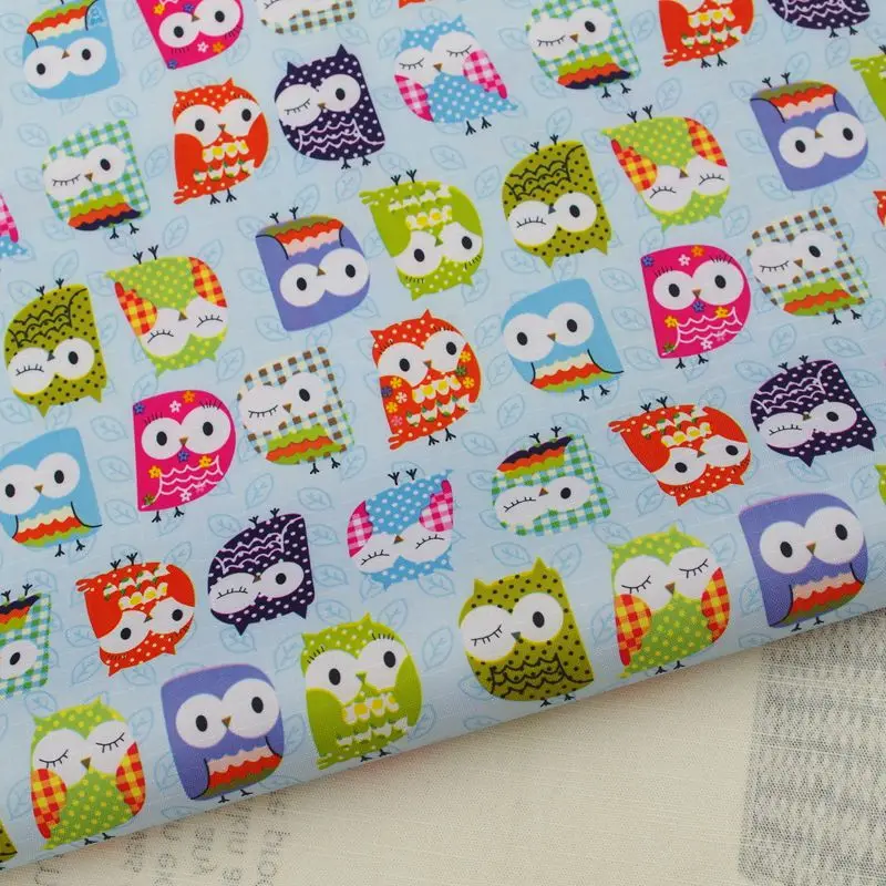 

PVC coated waterproof fabric - owl on blue background (WF084)