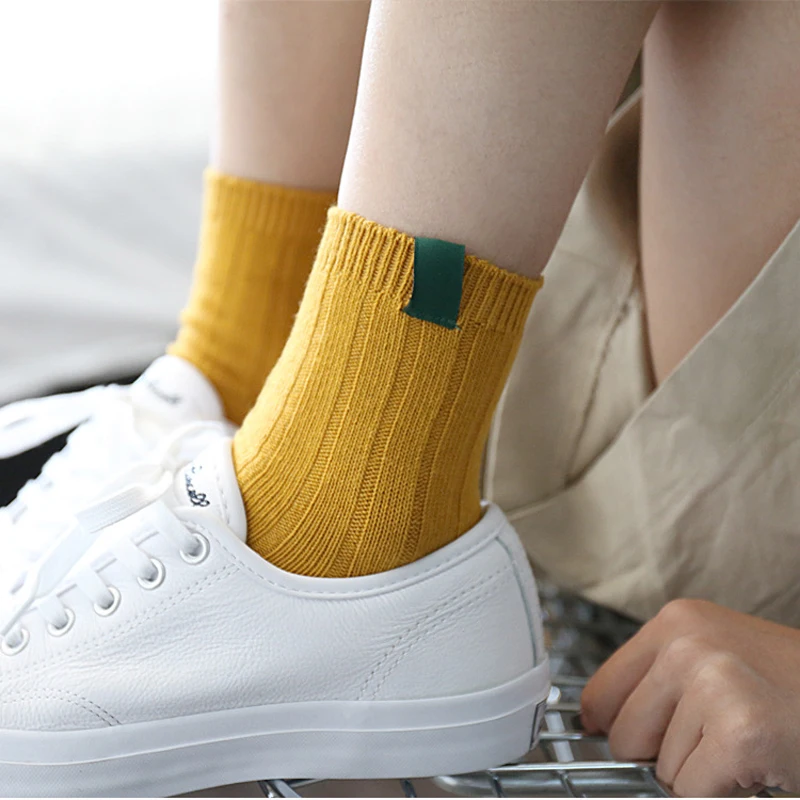 1Pair Fashion New Colorful Design Art Women's Socks Warm High Quality Autumn Winter Socks For Women Solid Color Female Socks 14