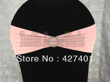 

Pale Pink Spandex Bands / Lycra Band With Round Diamond Buckle With Pin For Wedding & Banquet