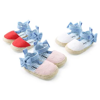 

Spring Summer Toddlerborn Baby Girls Cotton Bow Soft Crib Shoes Size 0-18 Months