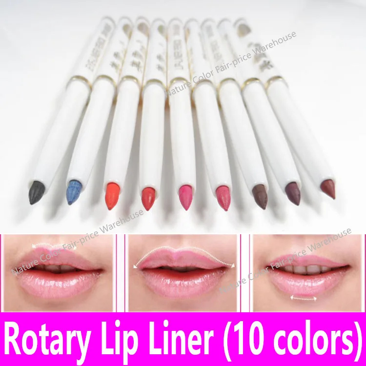 

1 piece Rotary Lip Liner Long-lasting Makeup Eye Liner Pen Lipliner Lady Waterproof Beauty Red Lip Pencil White Black Cosmetics