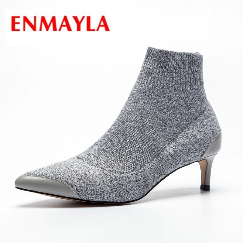 ENMAYLA/женские слипоны с острым носком, женские ботинки, Zapatos De Mujer, зимние ботинки, размеры 34-39, ZYL1965