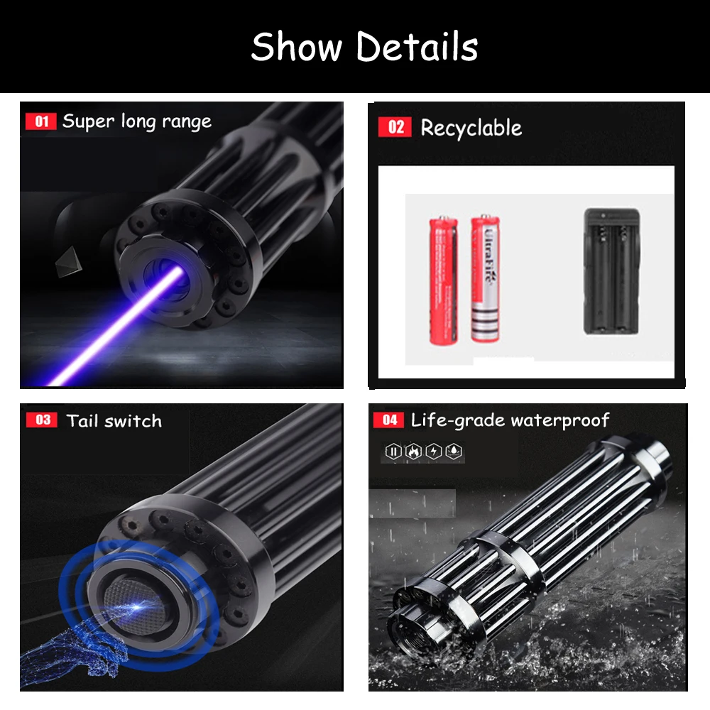 Alta Qualidade Alongar Poderoso Azul Laser Ponteiros Caça Lazer Tático Vista Tocha 10000m Focalizável Lanterna Queimar 11 Cheap Lasers
