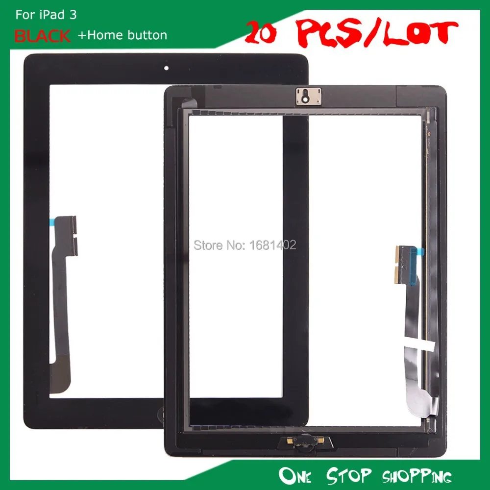 20 PCS BLACK For iPad 3 Touch Screen Digitizer Glass Lens Home Button Assembly+For | Компьютеры и офис