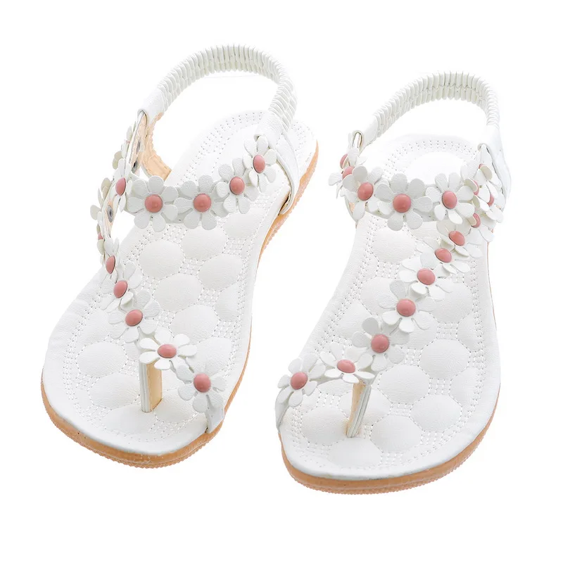 

Ladies Beach Open Toe Flat Sweet Beaded Solid Leisure Sandals Women Clip Toe Sandals Female Summer Flower Sandals