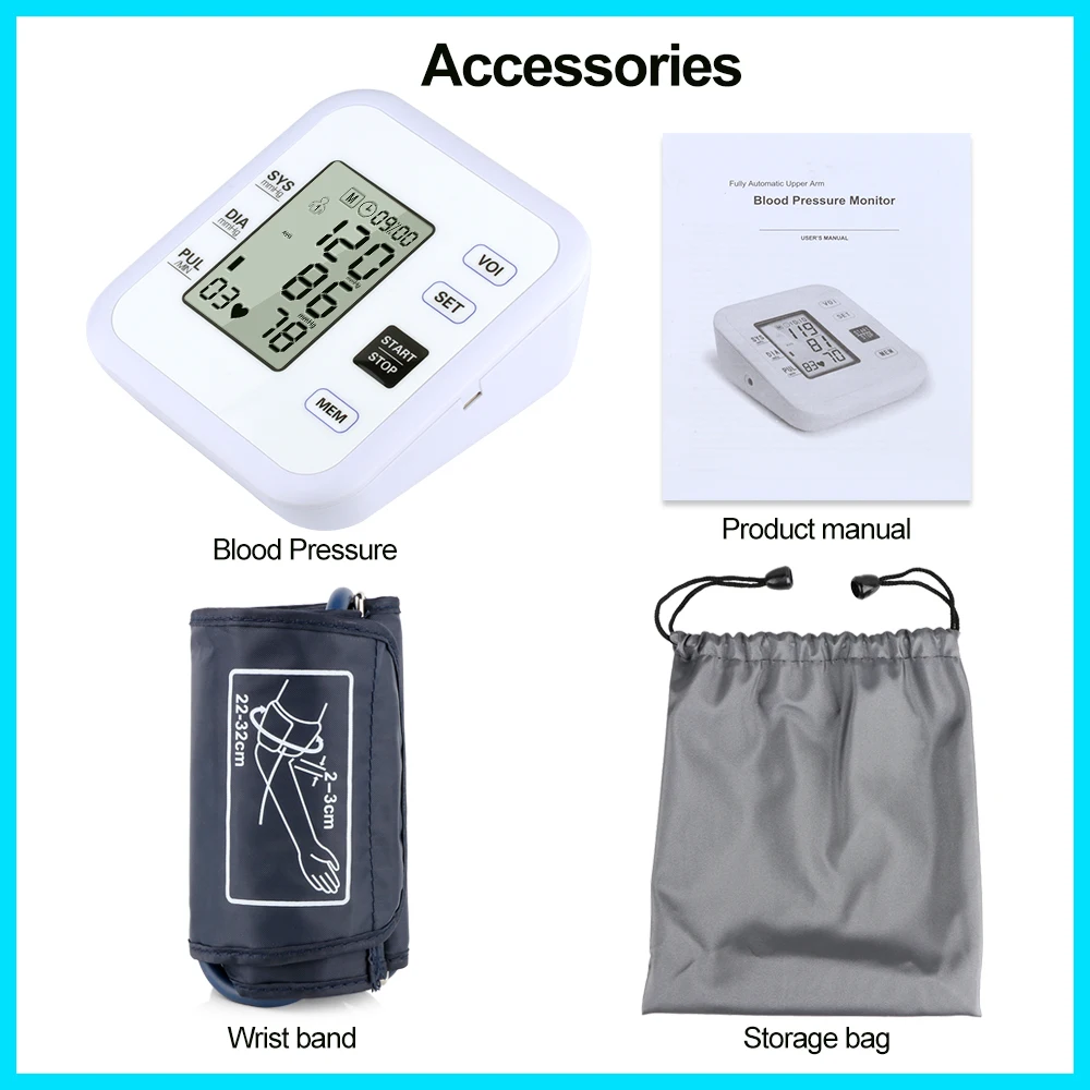 Health Care Arm Blood Pressure Monitor Heart Beat Rate Pulse Meter Tonometer Sphygmomanometers pulsometer RZ205