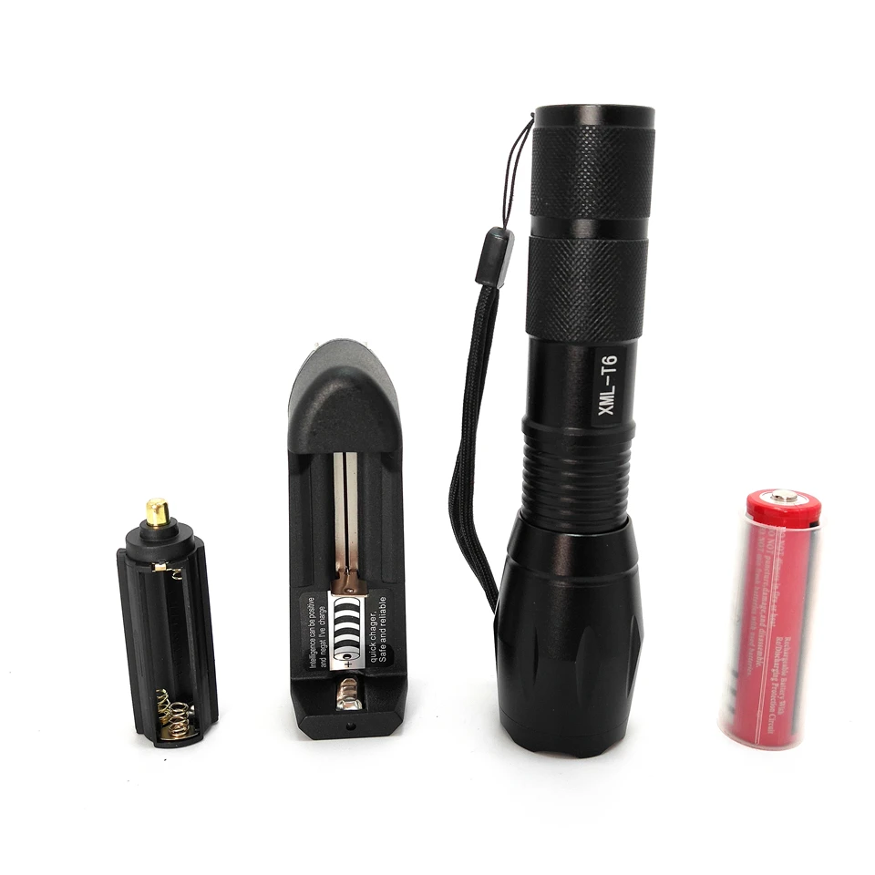 CREE XML-T6 18650 led rechargeable tactical flashlight led hand lamp4