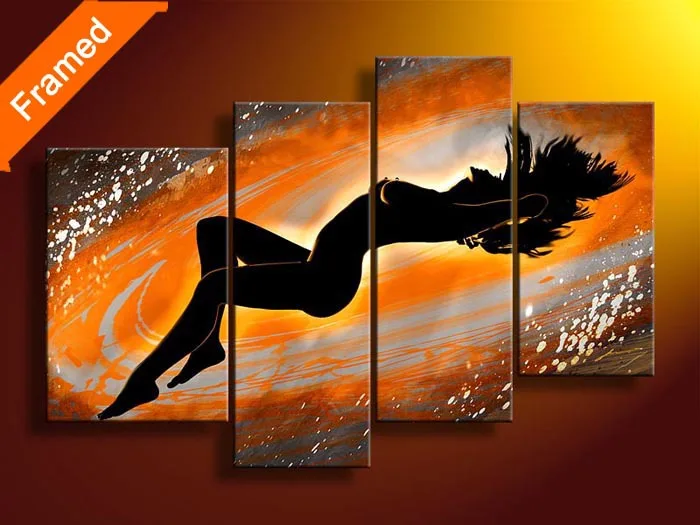 

Four pieces oil painting on canvas modern handmade art women nude oil painting for bedroom wall
