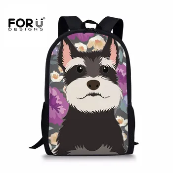 

FORUDESIGNS Girl Schoolbag Schnauzer Cute Print Backpack Student School Bags For Teenager Girls Children Travel Bagpack Mochila