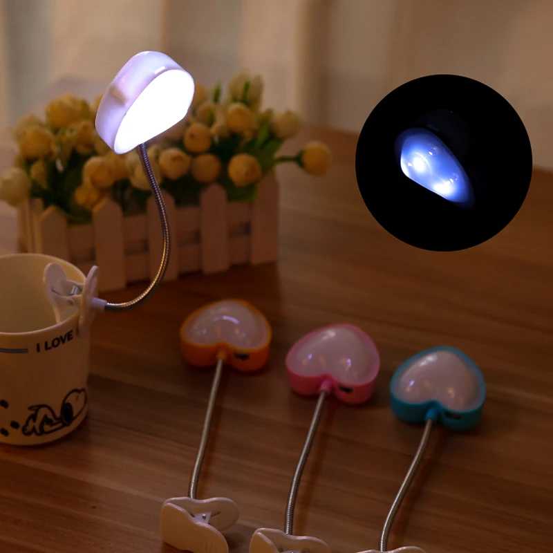  Woodpow Mini Love Heart Clip LED Book Light Lamps Reading Book Desk Lamp Keyboard Light Eyes-Protec - 32891618084