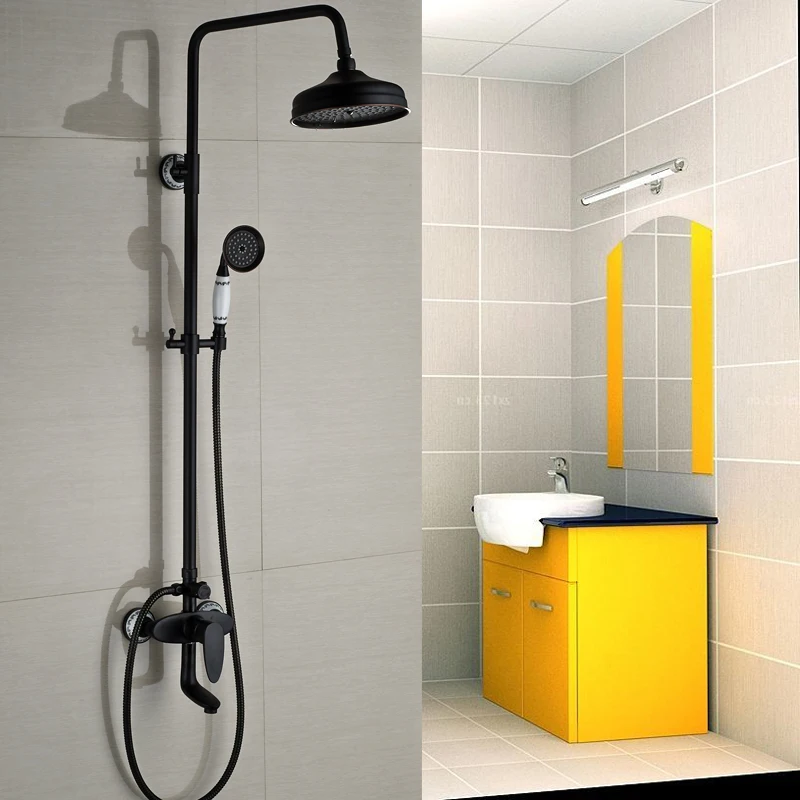 Good Quality Bathroom Shower Faucet Set Swivel Tub Spout Brass Ceramic Handheld Shower Single Handle