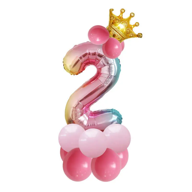 Vacclo 32-дюймовый градиент воздушные шары День рождения украшения Дети Цифровой Корона День рождения Алюминий воздушные шары Детские игрушки