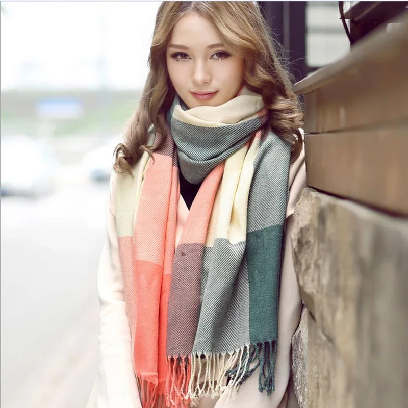 RUNMEIFA Новая мода шерсятной зимний шарф женский испанский дизайн шарф плед Толстый пашмины шали из фуляра женские шарфы для дам