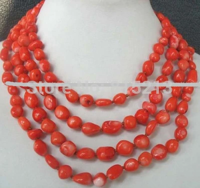 

ddh001423 freedom shape coral baroque beads 68" necklace