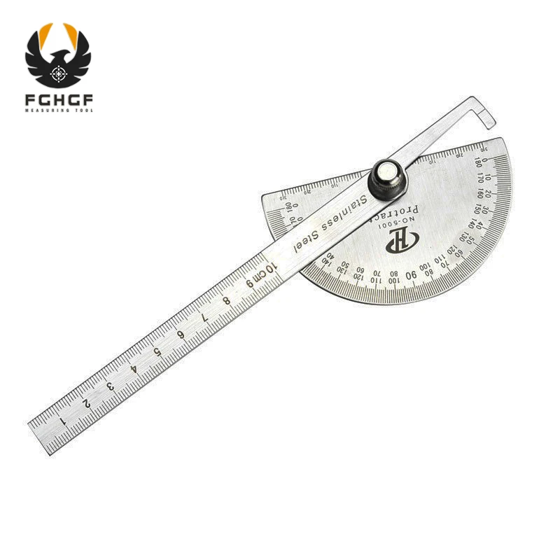 

FGHGF Stainless Steel 10cm 180 Degree Adjustable Protractor Angle Finder Craftsman Woodworking Ruler Caliper Measuring Tools