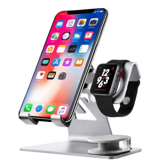 Алюминий(2 в 1) Зарядка Док-станция для iPhone X XR XS Max 8 7 6 Apple Watch Airpods Зарядное устройство Держатель для наручных часов iWatch, крепление подставка Док станция