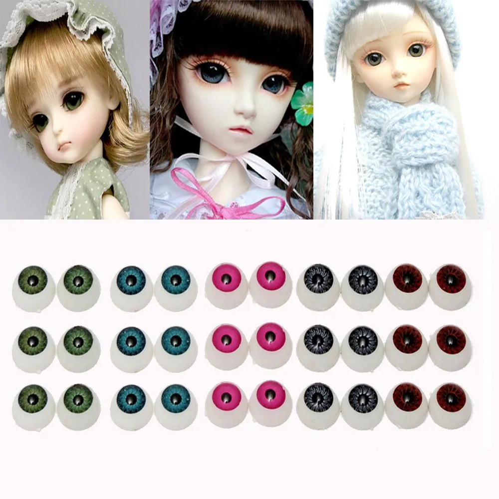 

100pcs/box 12mm Doll Eyeballs Half Round Acrylic Eyes For DIY Doll Bear Crafts Mix Color Plastic Doll EyeBall Doll Toy Parts S7