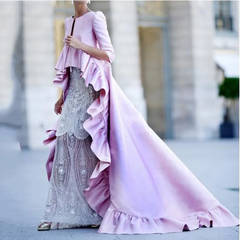 

2019 Summer Solid Party Sexy Dress Women Clothing Ruffle Front Short Back Maxi Dress Elegant Half Sleeve Plus Size Dress