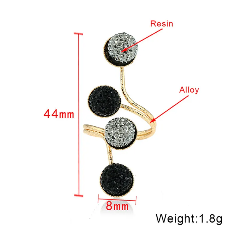 Crystal Black Party Open 1PC Knuckle Finger Midi Rings Rhinestone Punk Adjustable Beautiful Rings Girls Exquesite Opening Gold