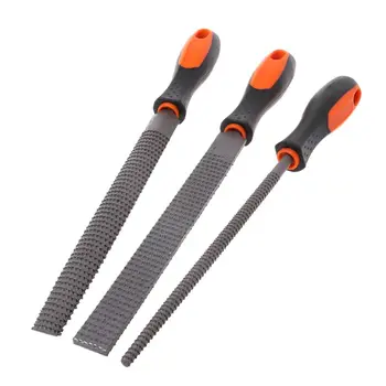

3Pcs/Set Wood Rasp Steel File Carving Flat Round Semi-circular Shape Metal File Woodworking Craft Handle Tool