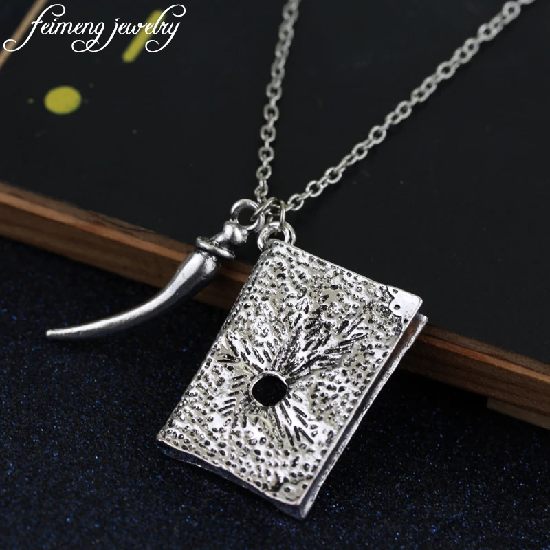 

feimeng jewelry Magic Movie Horcrux Pendant Necklace Basilisk Fang and Tom Riddle Diary Necklace With Teeth Metal Pendant