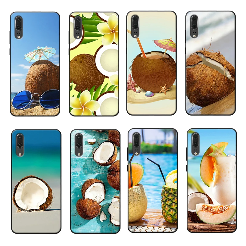 Fruit Coconut Phone Case Cute Soft for Huawei P10 plus 20 pro P20 mate Lite Environmentally Friendly Material Cover |