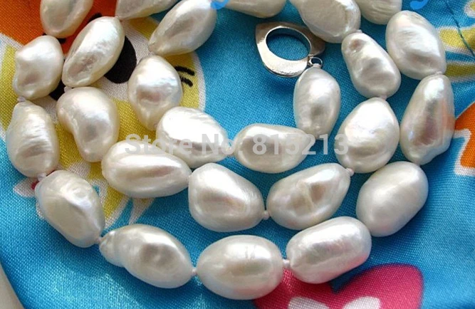 

ddh001369 White Baroque Freshwater Pearl Necklace 14K GP Toggle Clasp