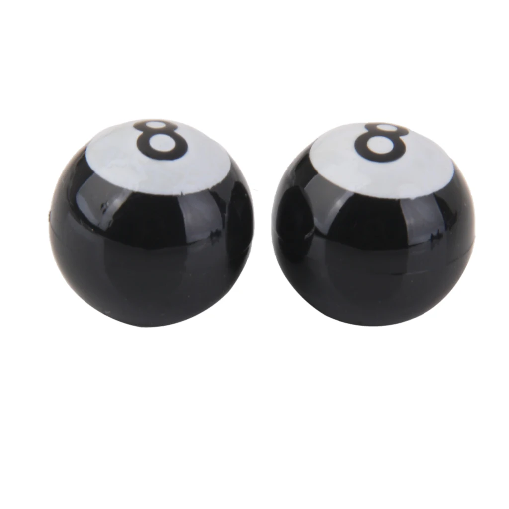 Pack-2 Black POOL 8 BALL Car Wheel Tyre Air Valve Dust Caps Wheel Rim