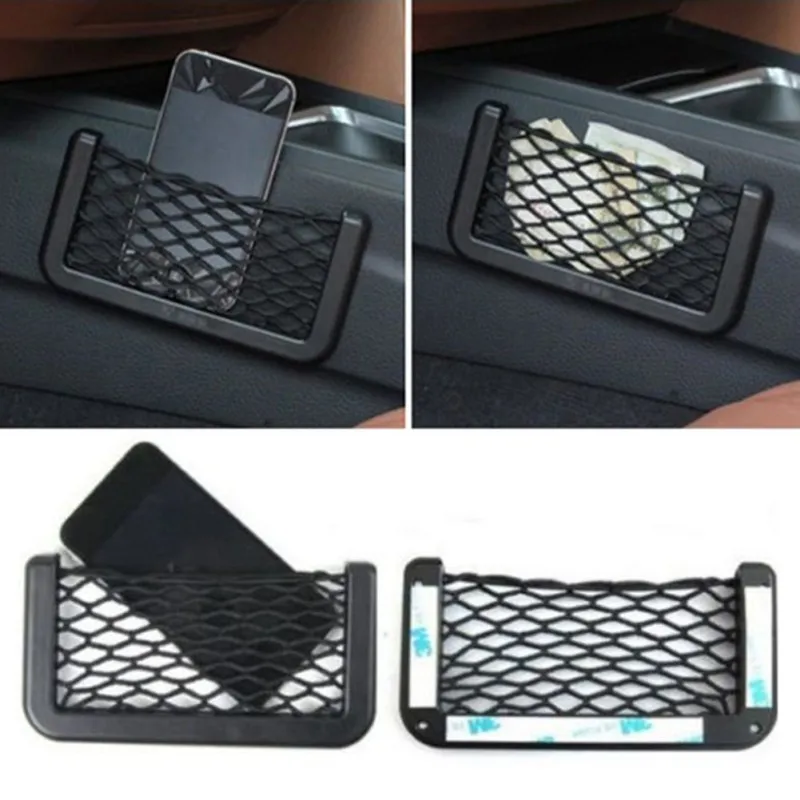 

Car Phone Net Holder Convenient stick glove network Car Auto String Mesh Bag Storage Pouch For Cellphone Gadget Cigarette 0255