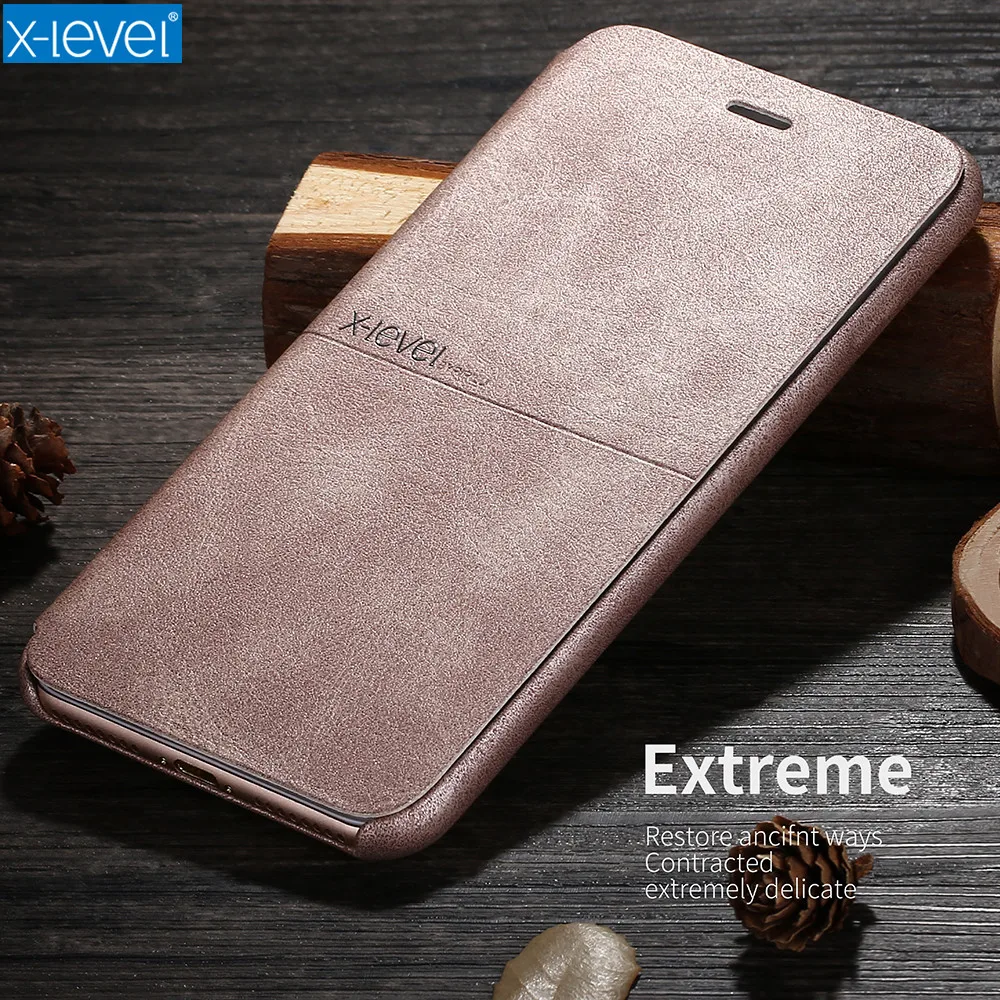 

X-Level Extreme Thin Leather Phone Case For iPhone 8 Plus Flip Cover For iPhone 8 Full Protective