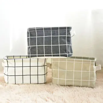 

Cotton Linen Desktop Storage Basket Sundries Storage Box Small Cute Table Storage Basket Space-Saving Bags Organizer