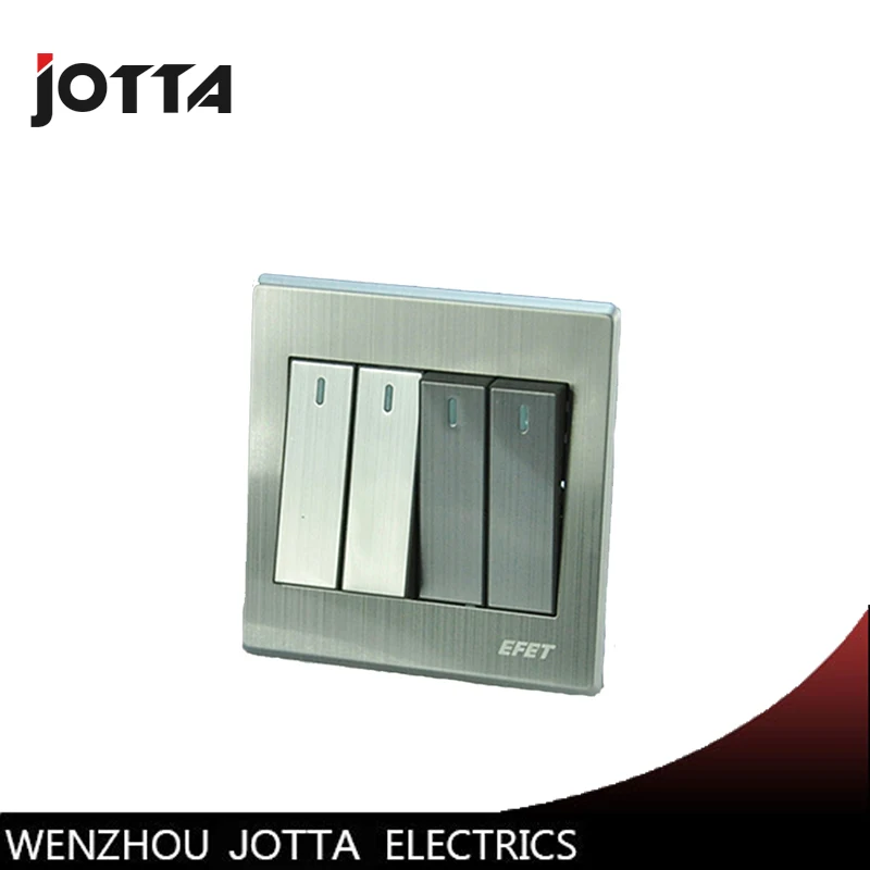 

Luxury Wall Switch Panel, Light Switch,4 Gang 4 Way Push Button LED Indicator 16A,110~250V, 220V