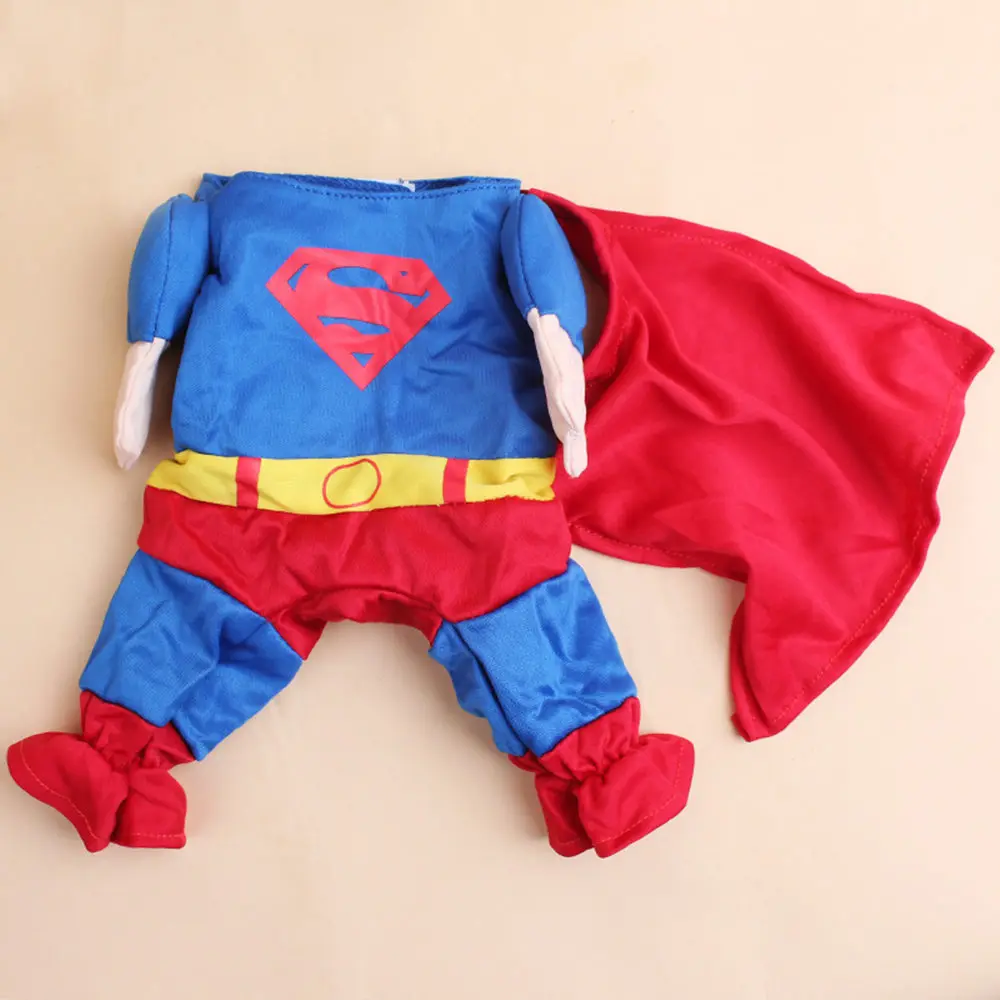 

Puppy Dog Superman Costume Apparel Cute Dog Cosplay Jumpsuit Winter Coat Free Shipping