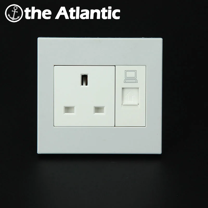 Atlantic 13A разъем стандарта Великобритании с Интернет RJ45 Розетка PC панель