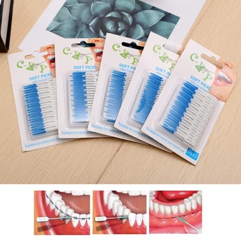 

200pcs/Box Plastic Dental Floss Oral Care Interdental Brush Oral Clean Teeth Stick Toothpicks Floss Pick