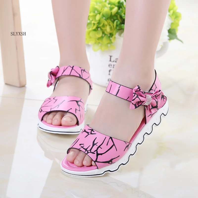 

SLYXSH kids shoes girls 2018 new summer female child girls sandals flower PVC princess baby girls shoes fashion sandals