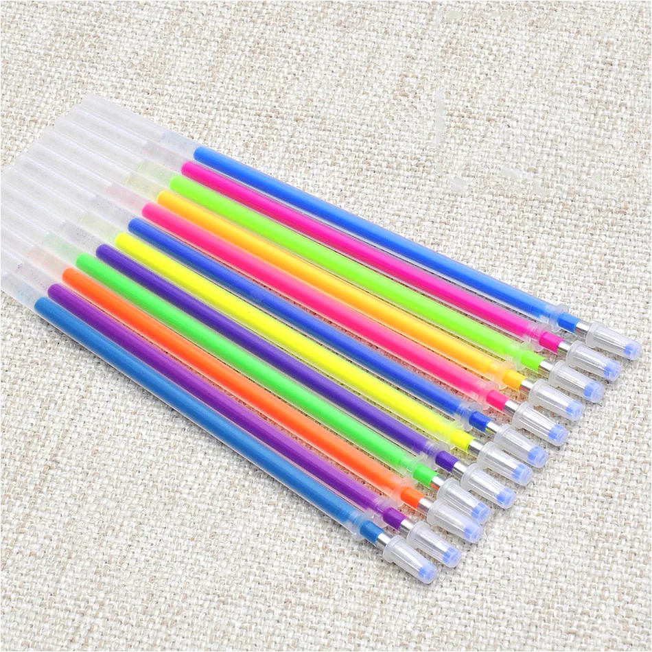 

24/48 Pcs/lot Party Fluorescent Gel Pen Refills Multi-color Watercolor Brush Pen Refills for Colorful Paintings Gift Colours
