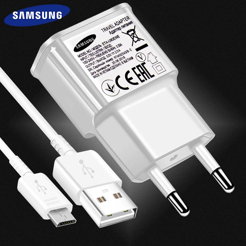 Samsung cargador rápido Galaxy S6 S7 J3 J5 J7 Note 4 5 A3 S2 A5 A7 2016 2A, cable micro para honor 9 lite 5x 5c 6a 6x 7x 5V2A|Cargadores de